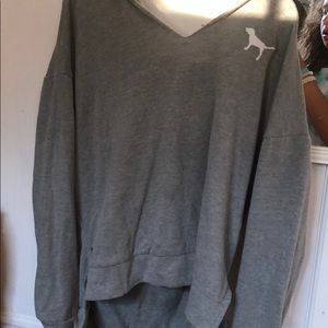 Pink Gray v neck sweatshirt
